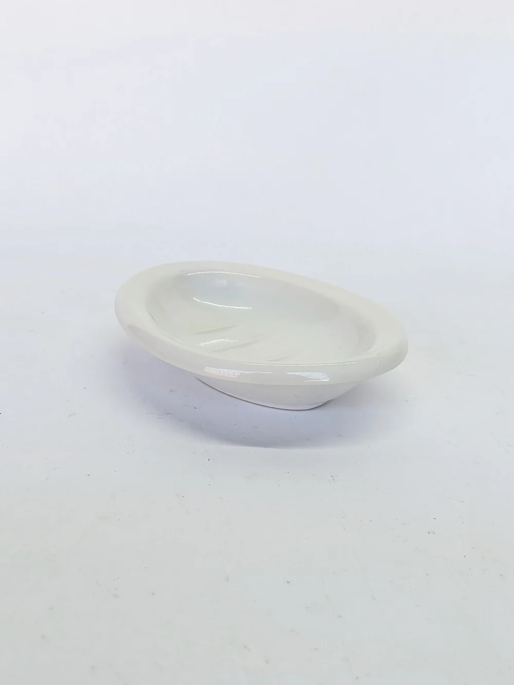 VINTAGE White Oval Ceramic Bathroom Sink Soap Dish 5.5
